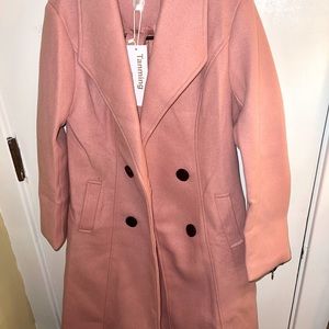 Never worn fashionable pink wool coat.